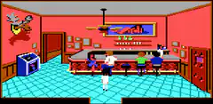 pixel art bar scene with characters