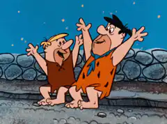 Fred and Barney waving at the stars