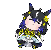 chibi horse girl sitting and swaying