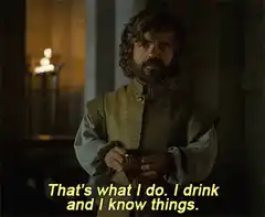Tyrion Lannister drinks wine