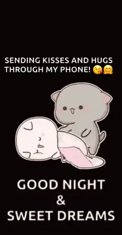 Good night cat and baby phone gif
