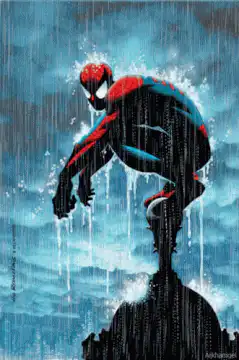 Spider-Man in the rain