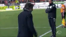 Football manager gesturing on the sideline