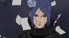 Konan with falling paper