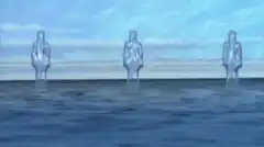 Three women rising from water