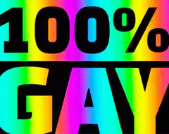 100% Gay rainbow text