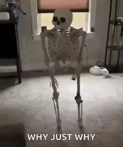 Skeleton dancing then falling over