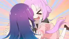 anime girls hugging excitedly