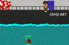 Pixel Art Lifeguard Saving Swimmers