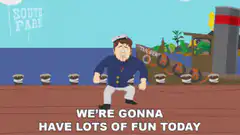 South Park man dancing with burgers
