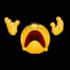pixelated screaming emoji exploding