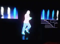 Glowing silhouette dancing on stage