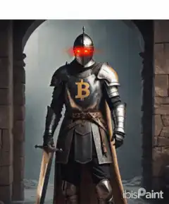 Bitcoin Knight with Glowing Red Eyes