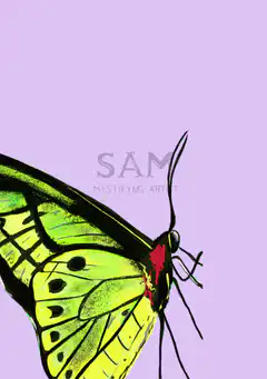 Green butterfly with bloody eyes