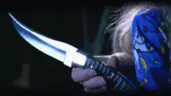 Child holding a knife then a woman's face