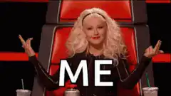 Christina Aguilera pointing to ME text