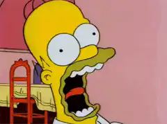 Homer Simpson screaming with tongue out