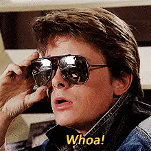 Marty McFly takes off his sunglasses