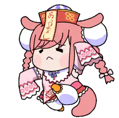 Sad chibi cow girl with paper talisman
