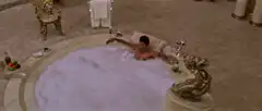 Man relaxing in a bubble bath