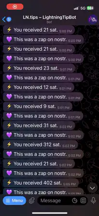 LightningTipBot zap notifications
