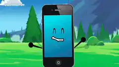 Cartoon iPhone celebrating with confetti