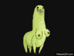 Green llama with breasts