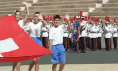 Swiss flag wave marching band