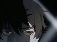 anime boy eyes widen and blink