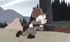 Elmer Fudd sneaking with shotgun