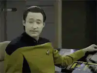 Data laughing hysterically