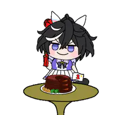Chibi character with cake and carrot