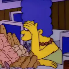 Marge Simpson facepalms at food