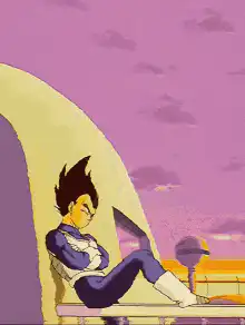 Vegeta typing on laptop