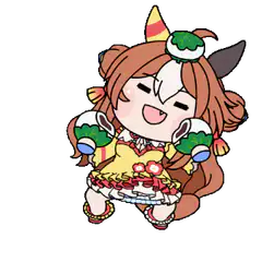 Chibi horse girl holding a cake