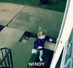 Toddler blown back by wind