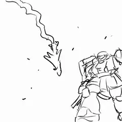 Anime character dodging a fireball