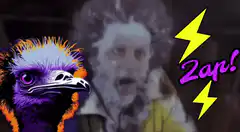 Ostrich head with Zap text