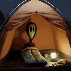 Alien camping in a tent