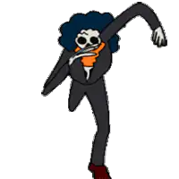 Skeleton dancing in a suit