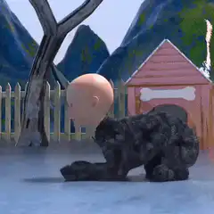 Woman kisses bald baby doll