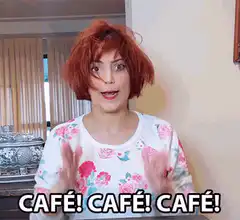 Woman shouting cafe excitedly