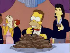 Homer Simpson eating chocolate cake
