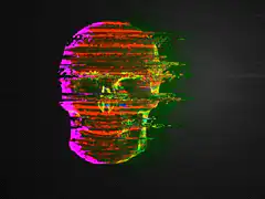 Colorful glitch skull animation
