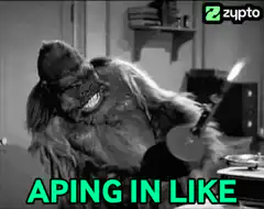 King Kong playing guitar with text