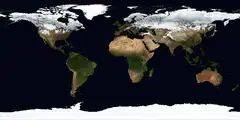 World map with snow cover