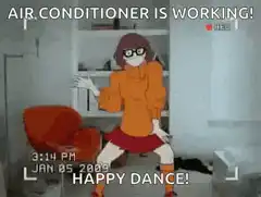 Anime girl happy dance air conditioner