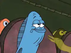 Blue fish gets farted on