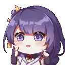 Chibi girl with purple hair smiling