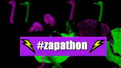 Purple Ostriches with Zapathon Hashtag